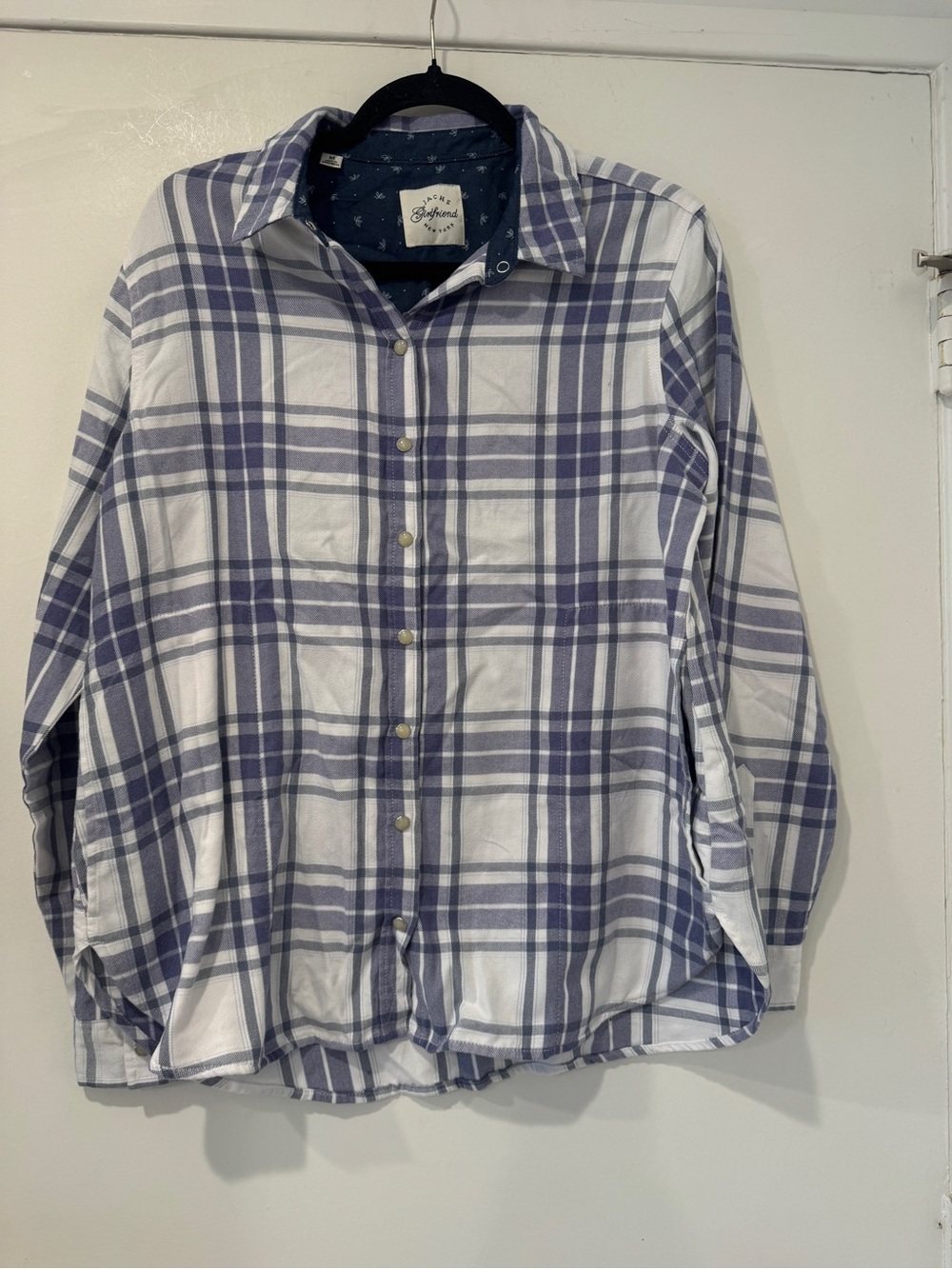 Jachs Girlfriend Plaid Flannel Shirt  Women’s Medium Snap Front Shacket - Picture 4 of 8